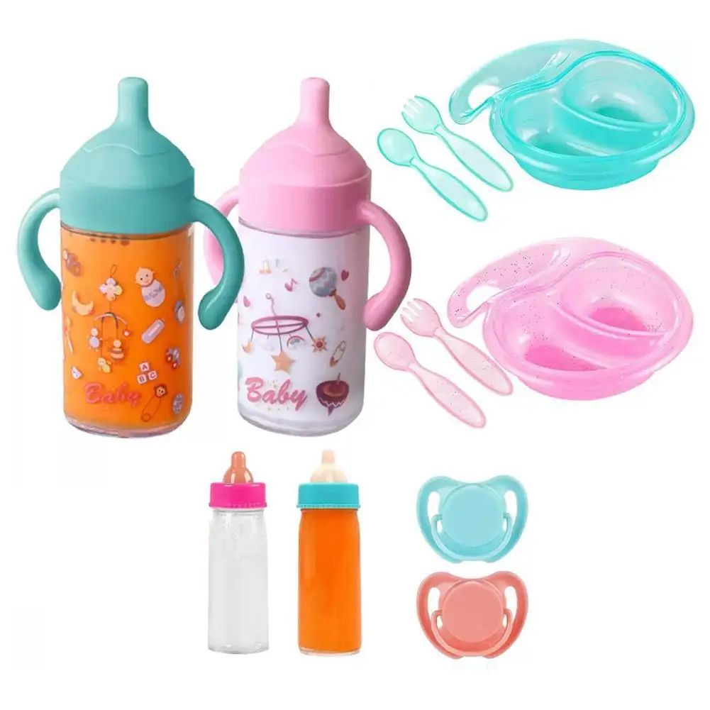Magic Disappearing Baby Bottle Toy Set, Realistic Doll Feeding Accessories with Pacifier Juice Bottle Spoon, Pretend Play