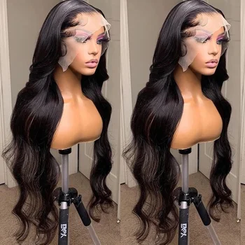 30 Inch Transparent Lace Closure Front Wig Body Wave Lace Frontal Human Hair Wigs Brazilian Water Wavy 4x4 Lace Closure Wig 180% 1