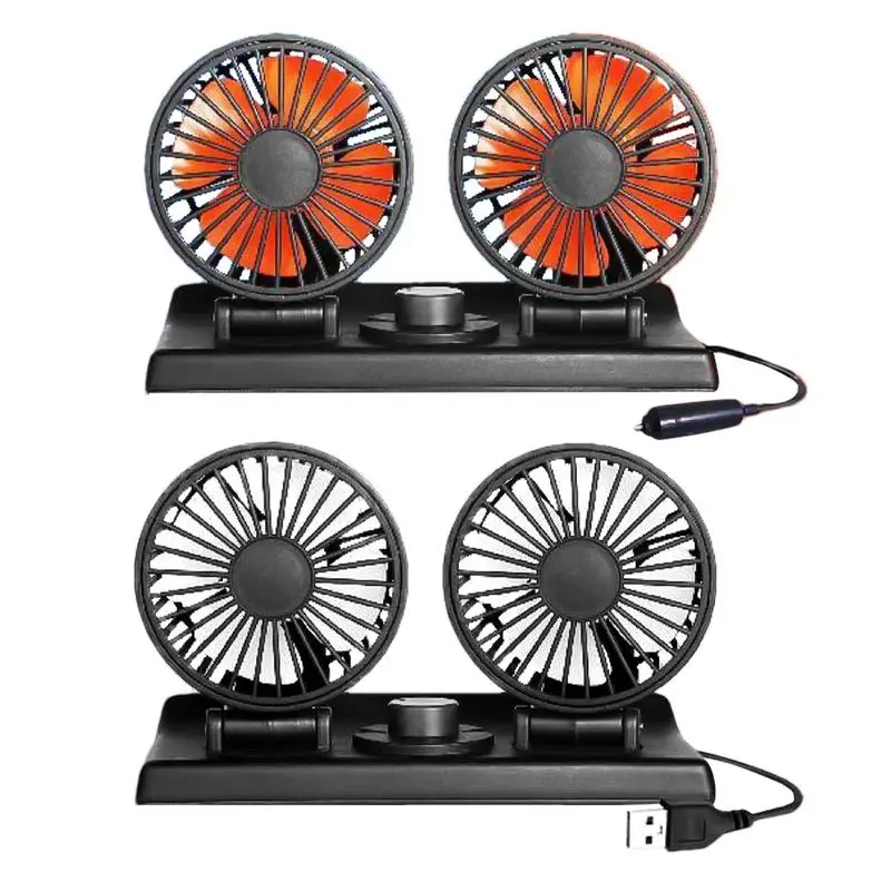 

24V Car Back Seat Fan Rechargeable Vehicle USB Charge Dual Head Fan Automobile Neck Cooler Air conditioner Interior accessories