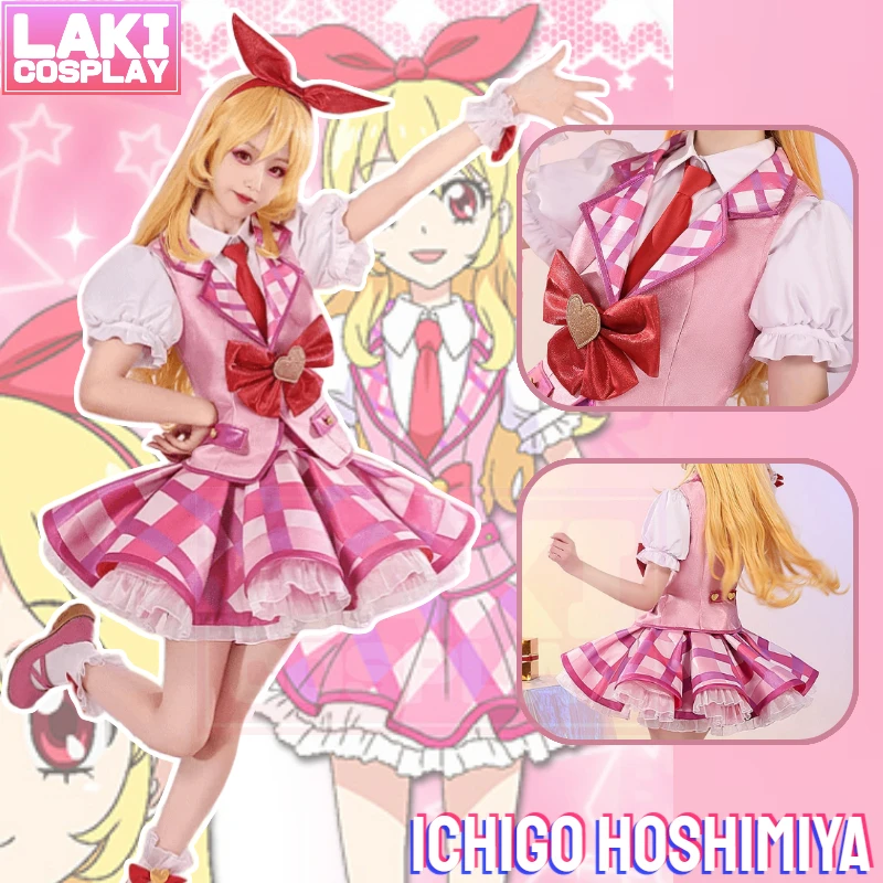 

Женский костюм для косплея аниме Aikatsu Ichigo Hoshimiya, милая форма, парик для косплея на Хэллоуин