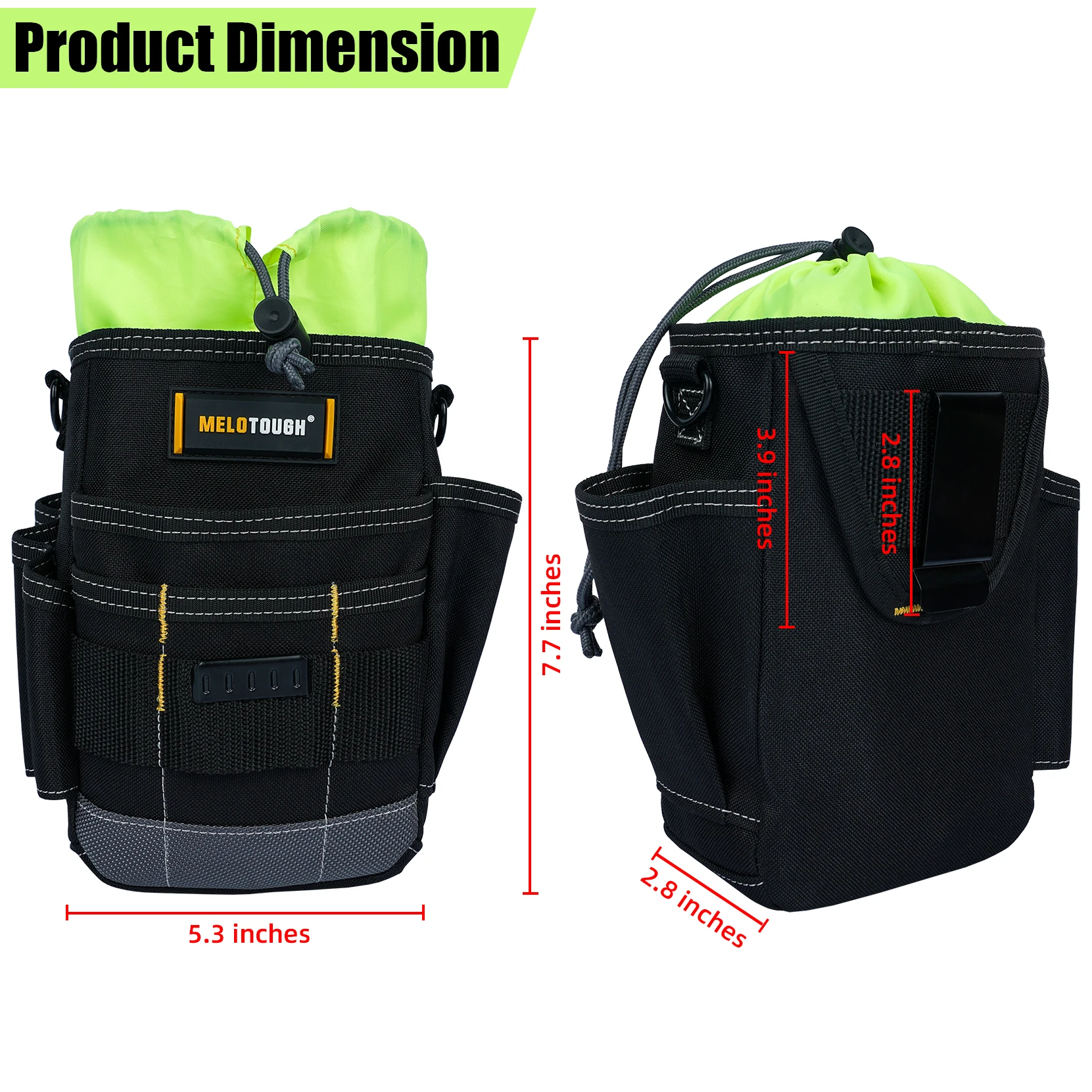 MELOTOUGH Tool Belt Pouches Electrician Tool Pouch with Belt Clip, Utility Top Drawstring Organizer Tool Pouch Bag for HVAC, Car