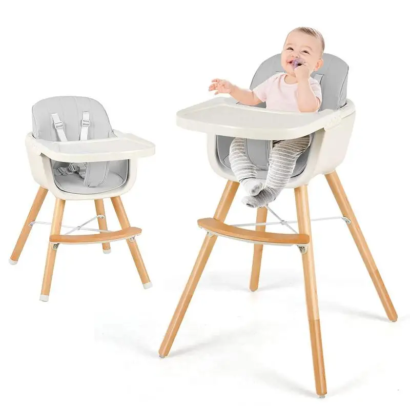 

Costzon High Chair, 3-in-1 Eovable Tray, 5-Point Harness, PU Cushion and Footrest for Baby, High Chair for Babies and Toddlers