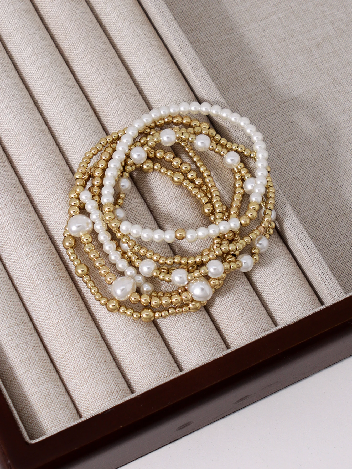 Imitation Pearl Golden CCB Beaded Bracelet Daily Jewelry