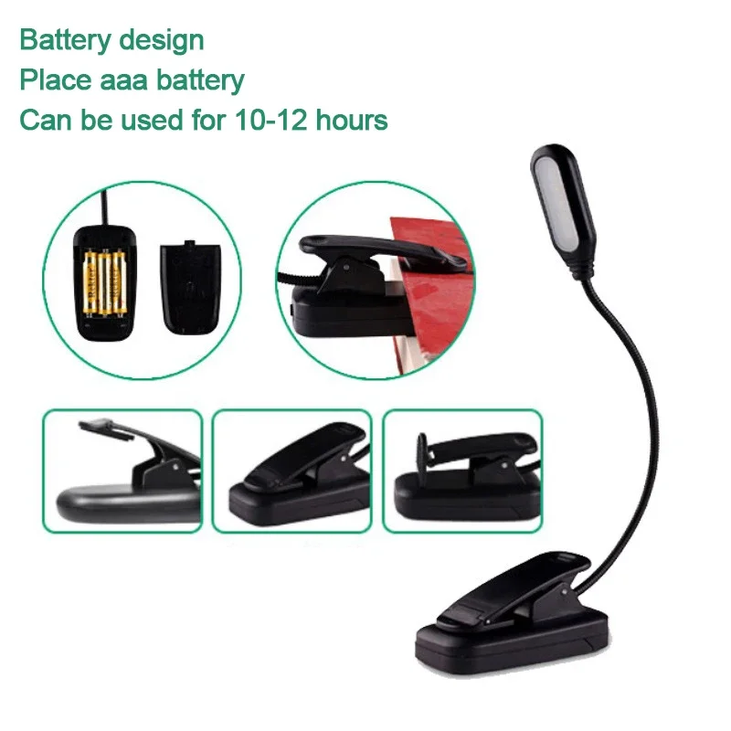 LED Mini Book Lamp led light night light book light mini night light mini led light Battery Power Portable Flexible Bendable Bedroom Reading Light Study Eye Protection Clip On Table Lamps