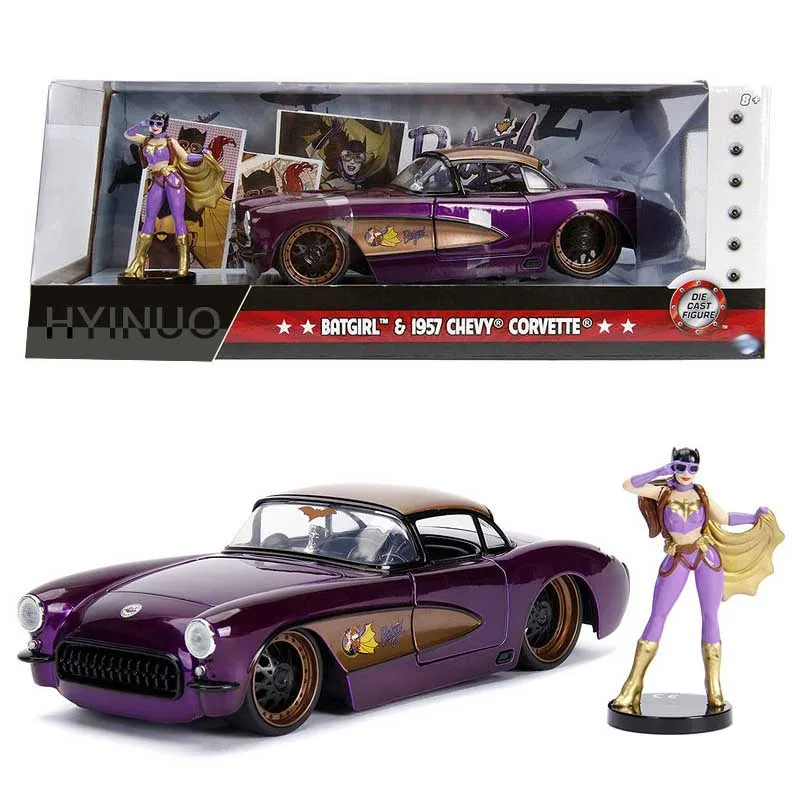 

1:24 Violet Chari 1957 Muscle Scale Diecast Alloy Cat Girl And Car Model Metal Car Collection Display Decorations Z36