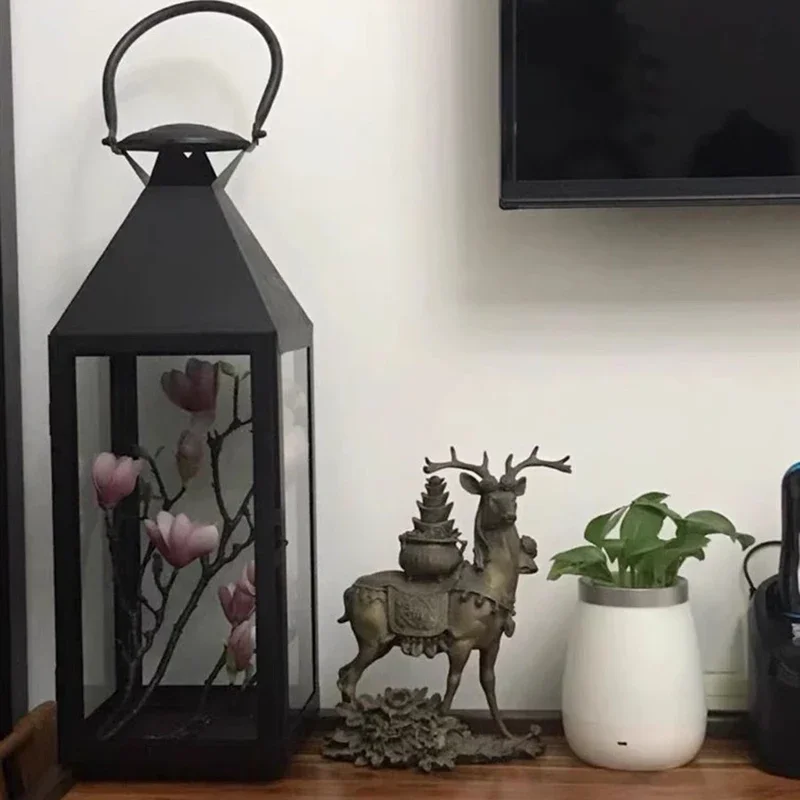 

Metal Table Candle Holder Vintage Hurricane Lantern Wedding Candle Holder Stand Living Room Chandelier Bougeoir Table Decoration