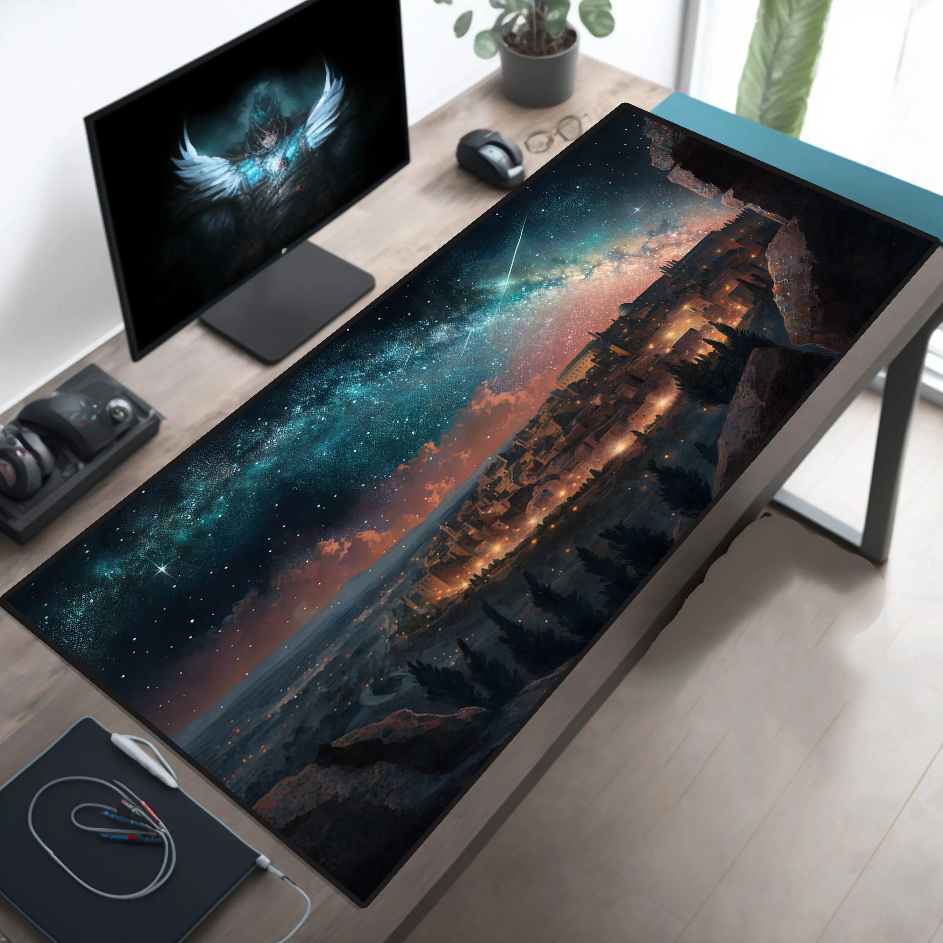 Ancient Jerusalem At Night Mousepad，Bible Desk Pad Christianity Desk Mat，Christian Mouse Pad，Christian Office Decor Laptop Mat