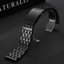 Premium Stainless Steel Watch Strap with Metal Folding Buckle - Versatile Sizing and Stylish Design - 28mm (Black)