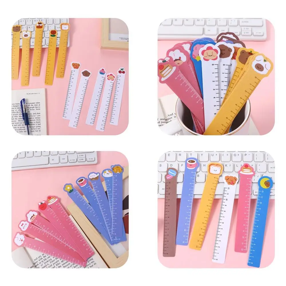 

5pcs Creative Stationery Portable Painting 12cm Learn Bendable Straight Ruler Scale Ruler Bookmarks Plastic Rulers