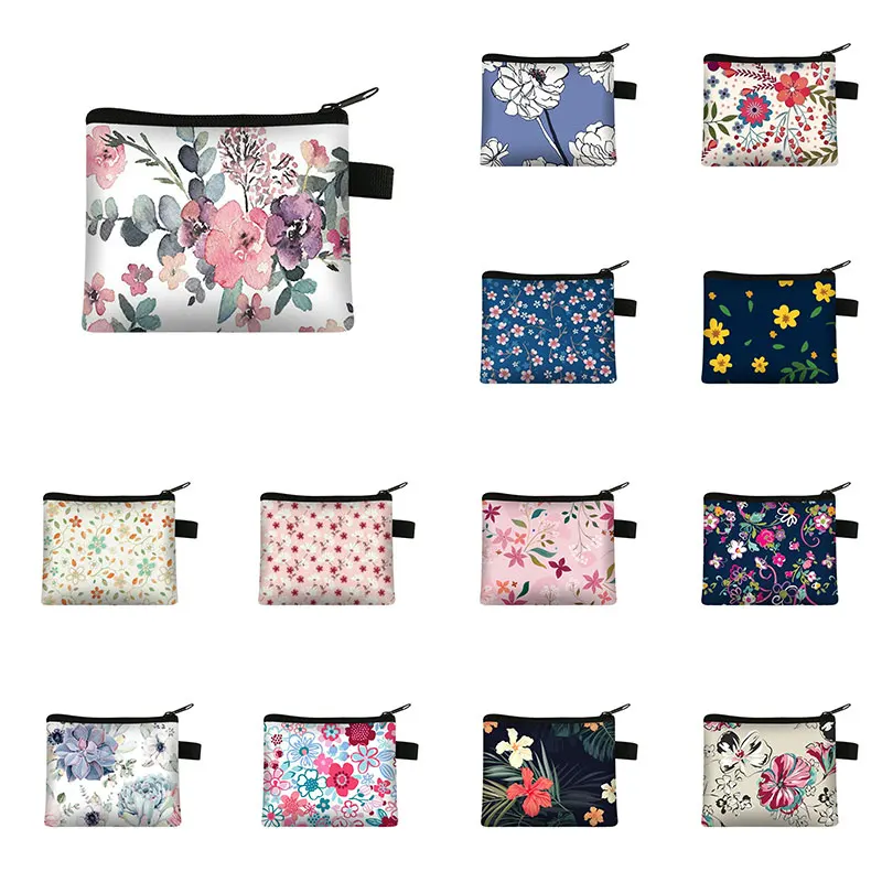 

Fashion Clutch Bag Wallet Women Lovely Bowknot Small Coin Purse Key Storage Bag Literary PrintingFemale Zipper Coin Purse