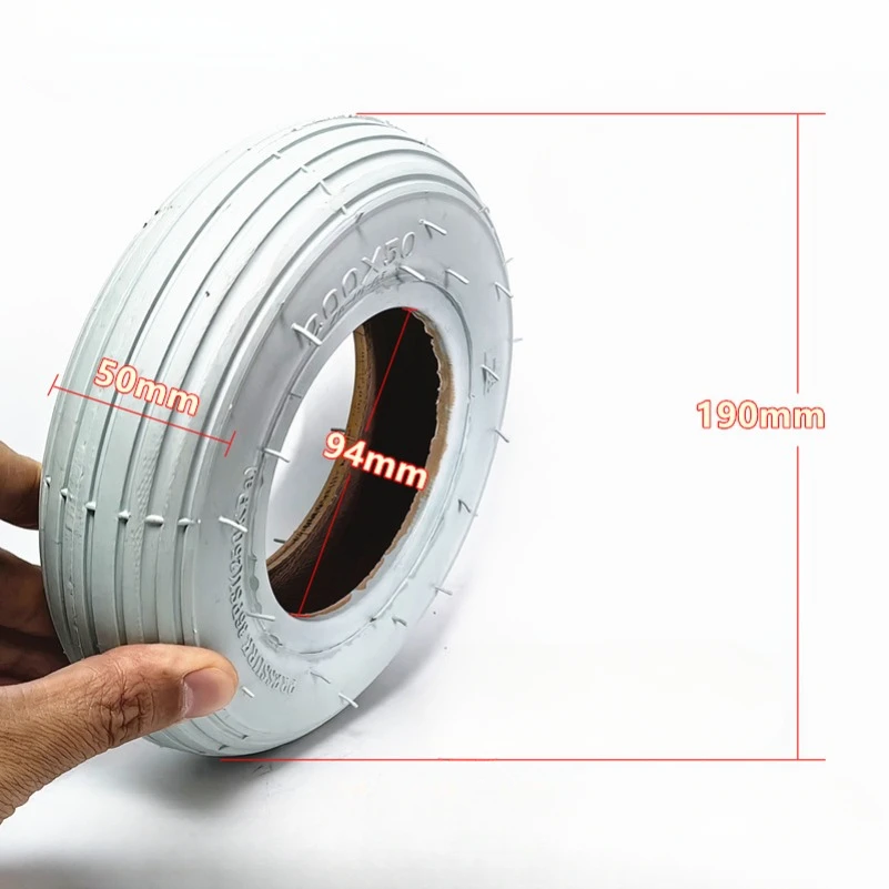 Pneumatico per sedia a rotelle, 200 x 50 cm, grigio, con profilo scanalato + tubo con valvola angolare 90°/90°, per sedie a rotelle manuali