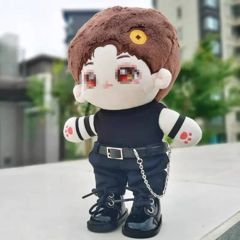 20CM baby clothes cool men's belt chain black vest high necked T-shirt cotton doll doll replacement 2