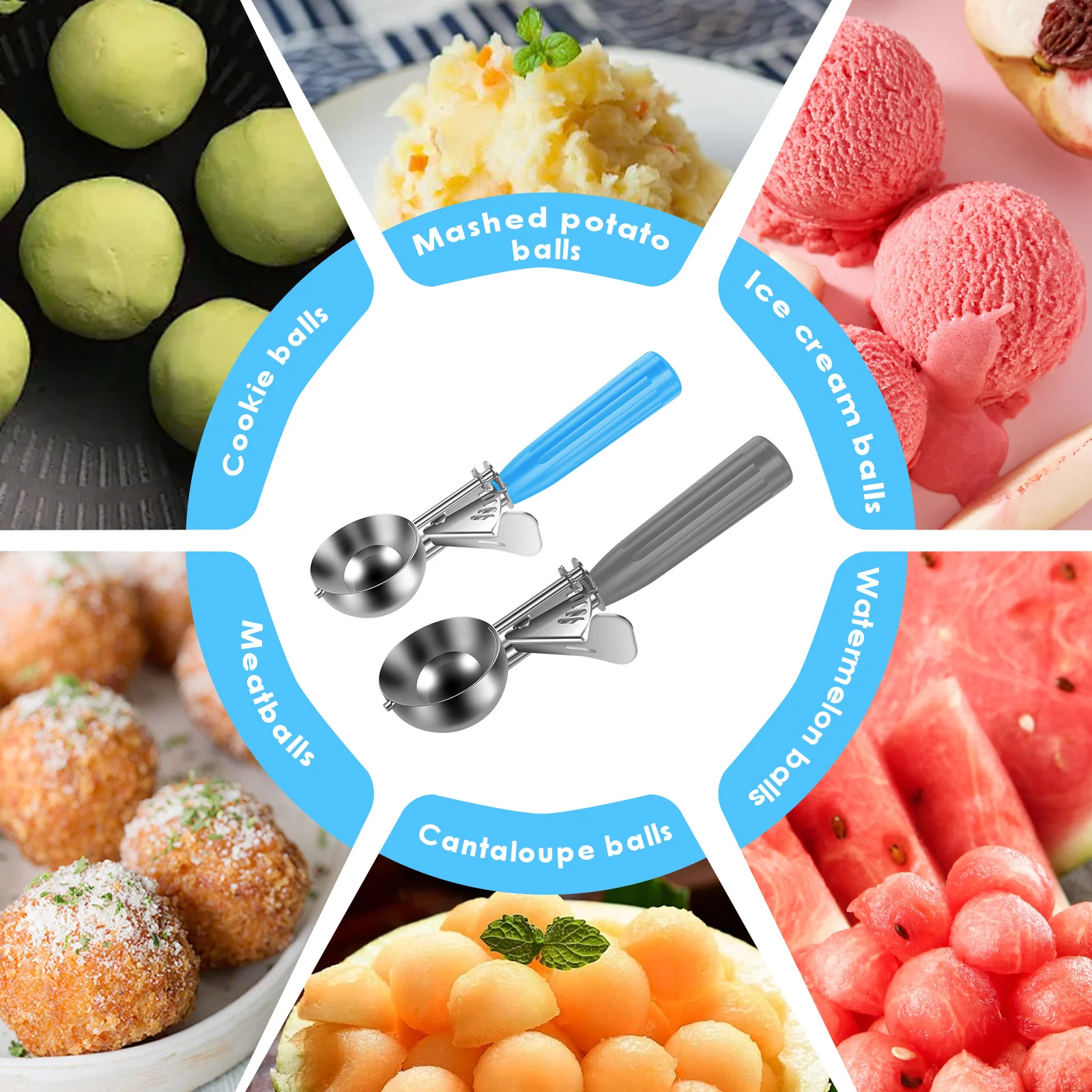Ice Cream Spoonper Digging Spoon Kitchen Ice Cream Cookie Cupcake Muffin Meatbal Fruit Scoop Household Kitchen Supplies Gadget