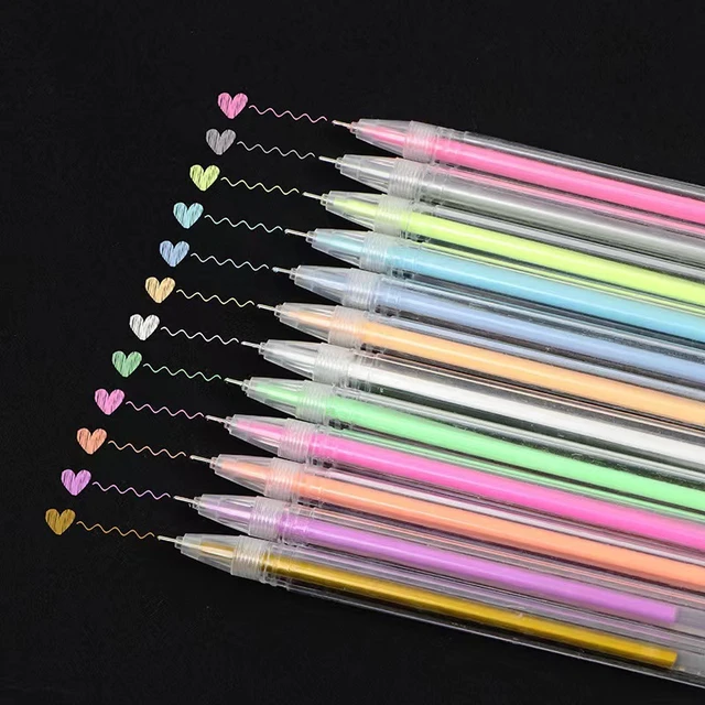 School Supplies Writing Pencil  Gel Pens Set Glitter Markers - 12colors  Gel Pens Set - Aliexpress