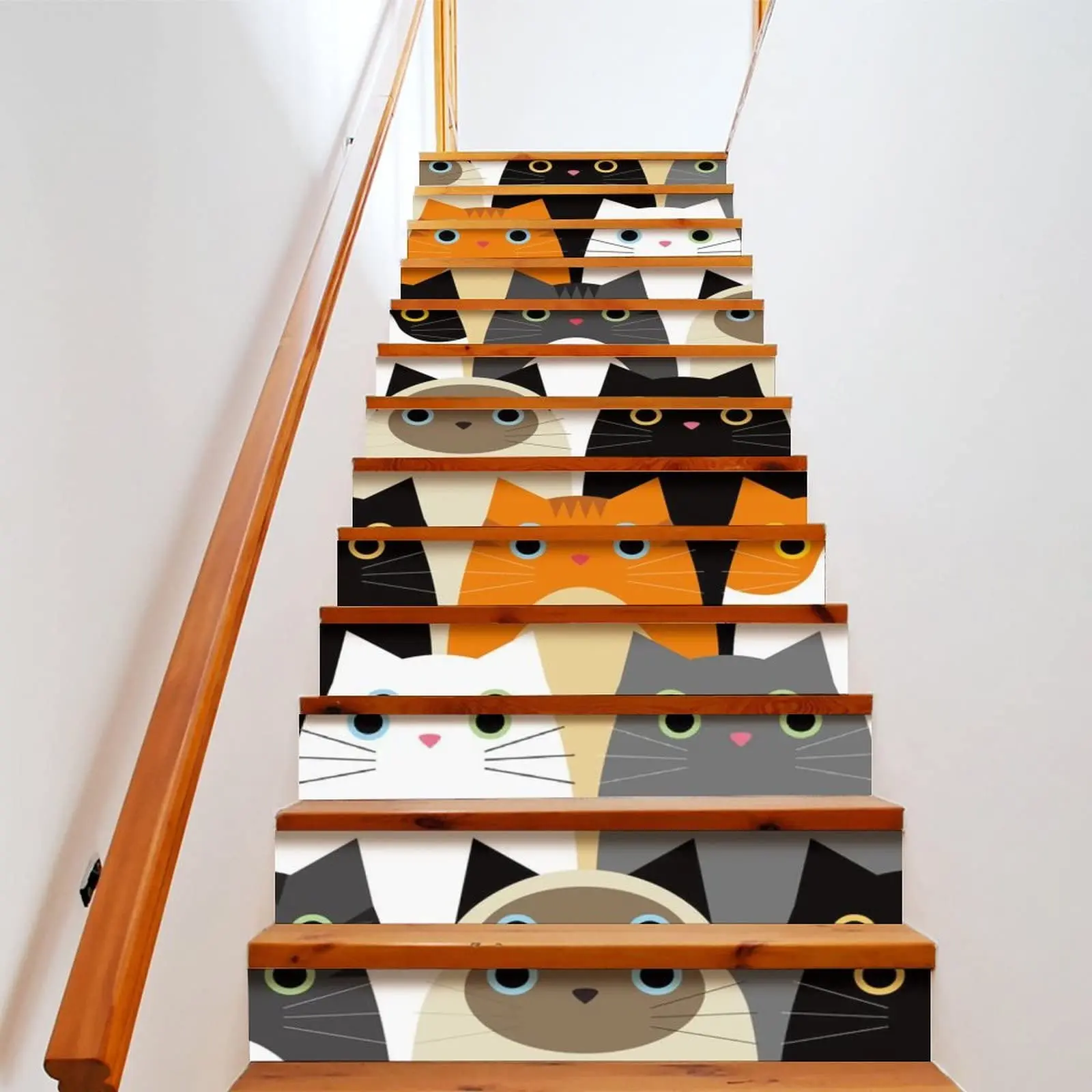 Cartoon Cats Stair Stickers Lovely Kitty Stairs Riser Decals Self-adhesive Pet Animal Staircase Murals Indoor Steps Decor