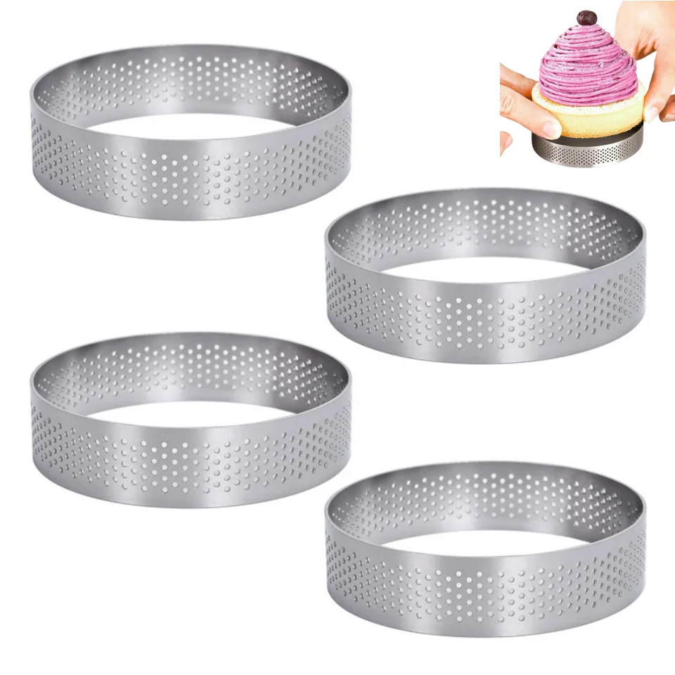 Runde Kuchenringform Aus Edelstahl – Set Mit Schieber & Transferplatte, 7,5 Cm Durchmesser, Für Mousse & Desserts