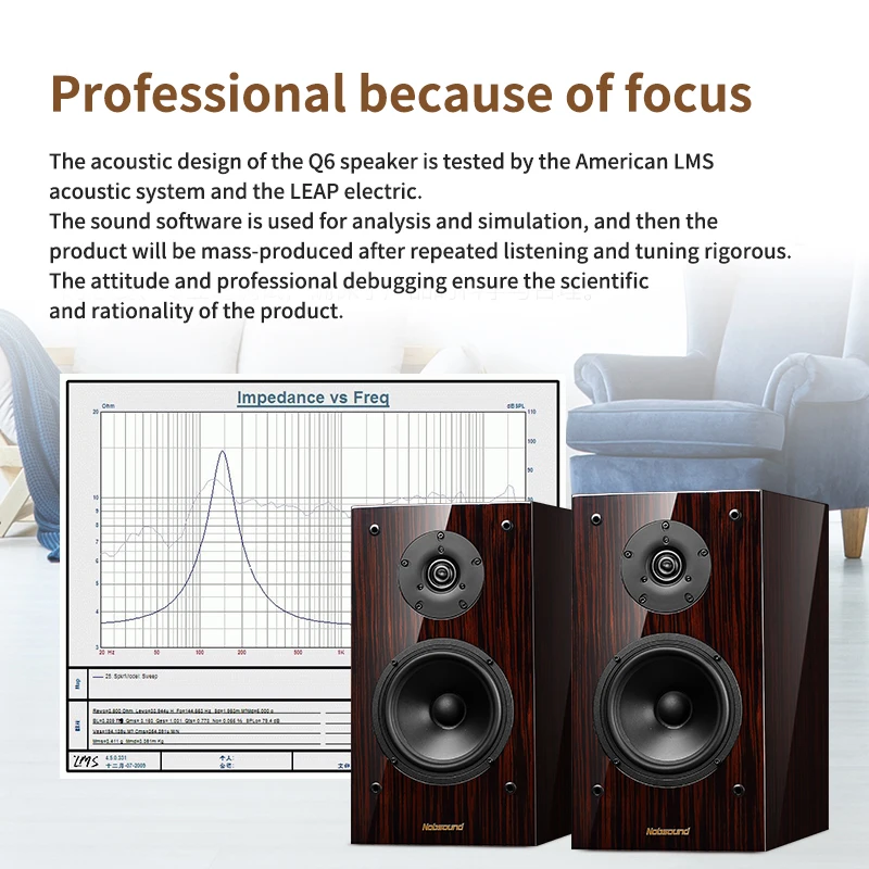 6.5 Inch Desktop Two-Way Speaker HiFi High Power Audio Speaker Passive Bookshelf Surround Home Theater Monitor Sound Box
