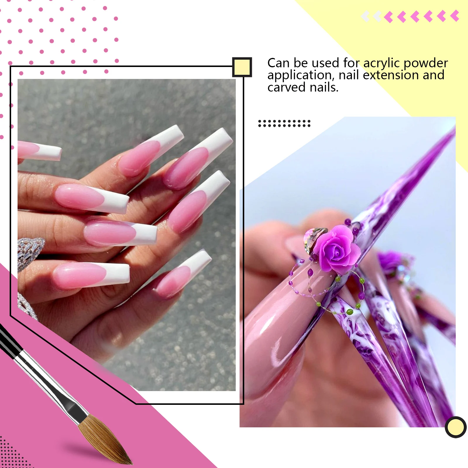 Saviland 5pcs Acrylic Nail Brush Set Acrylic Nail Brushes for Acrylic Application Professional Round Shaped Nail Acrylic Brushes 3