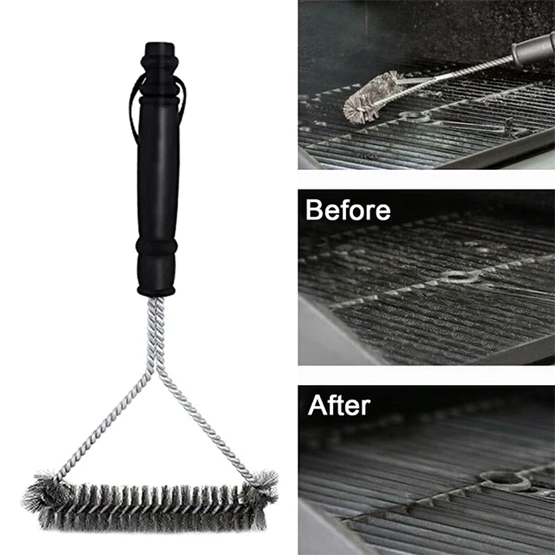 Barbecue Brush BBQ Grill Cleaning Brush Stainless Steel Wire Bristles Grill Cleaner BBQ with Handle Grilling Accessories