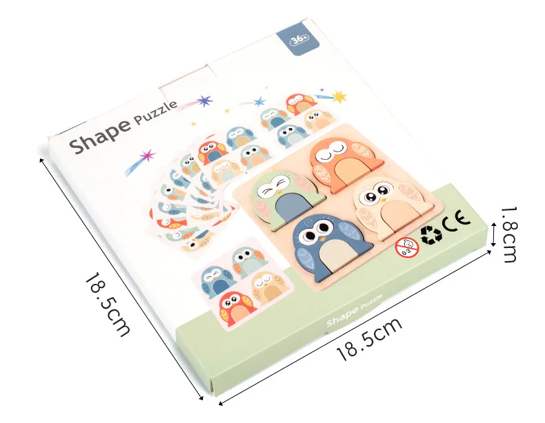 Cute Owl Face Changing Puzzle Montessori Wooden Toy Exercises Baby's Recognition of Colors Patterns Education Interactive Game 6