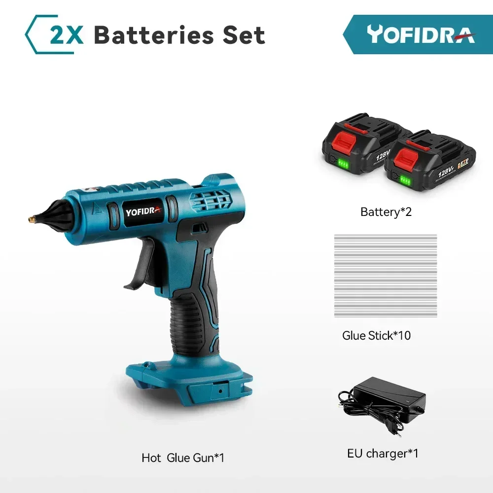 thumbnail image 1 of Pistola de pegamento caliente de alta temperatura Yofidra 100W 260° para arte y bricolaje, herramienta de reparación por calor, pistola de pegamento termofusible eléctrica para batería Makita de 18 V, 1 of 5