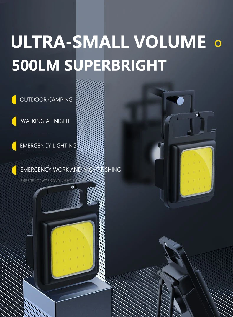 Description Picture 2 of itemMini LED Flashlight Work Light Rechargeable Glare COB Keychain Light Portable Flashlight Small Light Corkscrew Outdoor Camping
