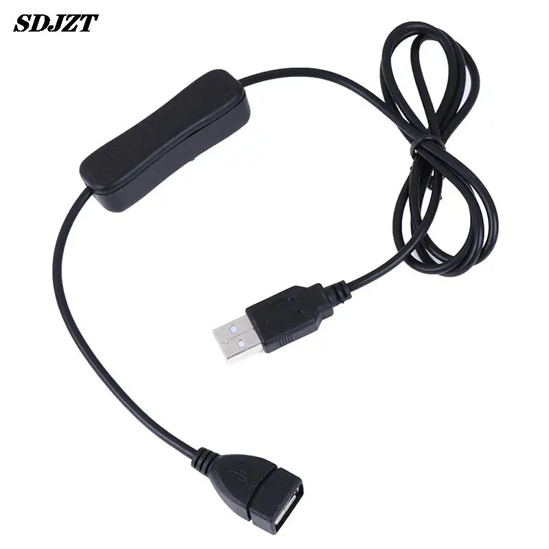 전자 날짜 변환 USB 케이블 수-암 스위치 온 오프 케이블 토글, LED 램프 전원 라인 블랙, 1m