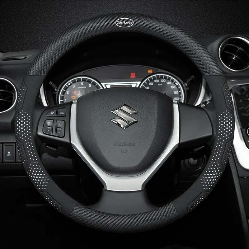 

Car Carbon Fiber Suede Leather Anti-Slip Steering Wheel Cover For Suzuki Alto Baleno Ciaz Jimny Swift SX4 VitaraAuto Accessories