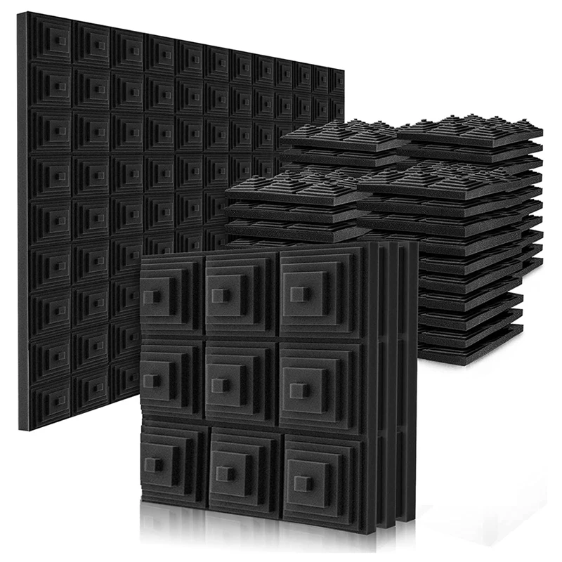 

48 Pcs Acoustic Foam Panel,Sound Insulation Foam Panel,Noise Reduction Mat,For Music Studio,Bedroom,Wall Decor,Etc