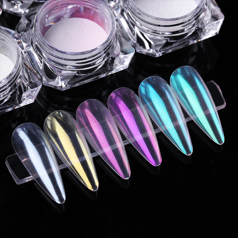 Pearl Nails Glitter Powder 1Box Aurora Chrome Pigment Moonlight Shell Mirror Rubbing Dust UV Gel Polish Nail Supplies Decoration nail powder nail glitter nail decoration nail decorations nail flakes