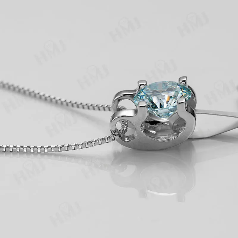Moissanit-Halsketten, 925er Sterlingsilber, D-Farbe, runde Form, Krappenfassung, Geschenk zum Jahrestag, Erntedankfest, Hochzeit, elegant – Detail 38