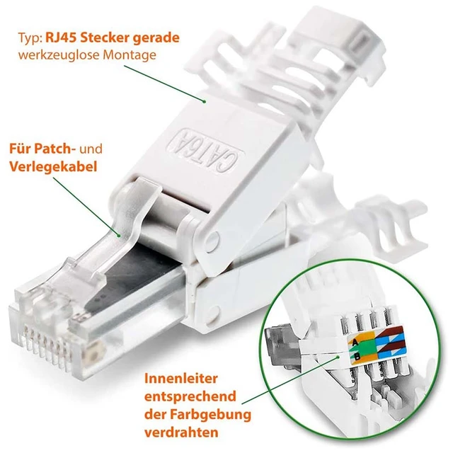 10 connecteurs réseau sans outil, prise de câble UTP, câble d'installation,  câble de raccordement, RJ45, CAT6, LAN, Cat5, Cat7 - AliExpress