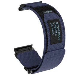 Premium Nylon QuickFit Watch Strap for Garmin Fenix and Descent Series - Durable 22mm/26mm Arm Band (Blue)