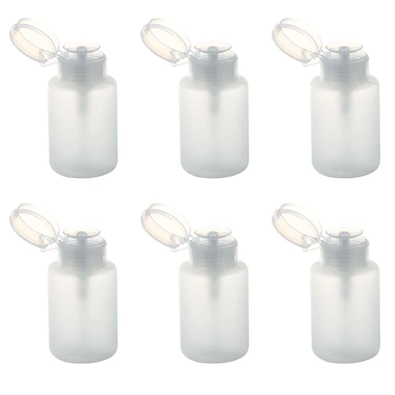 

6X 150Ml Nail Art Makeup Polish Plastic Pump Dispenser Bottle Remover White