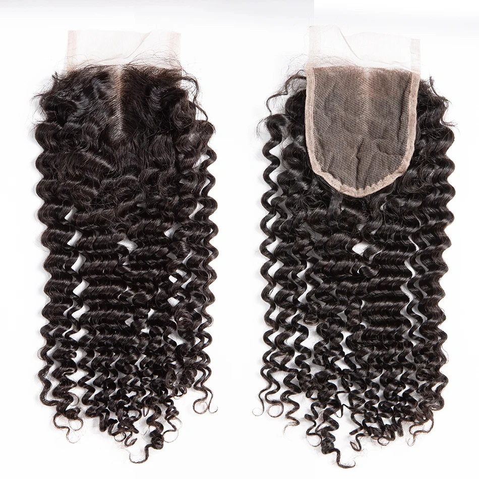 Deep Wave Human Hair Closure 4X4 Lace Closure 100% Human Hair Brazilian Deep Curly Lace 13x4 Front Frontal