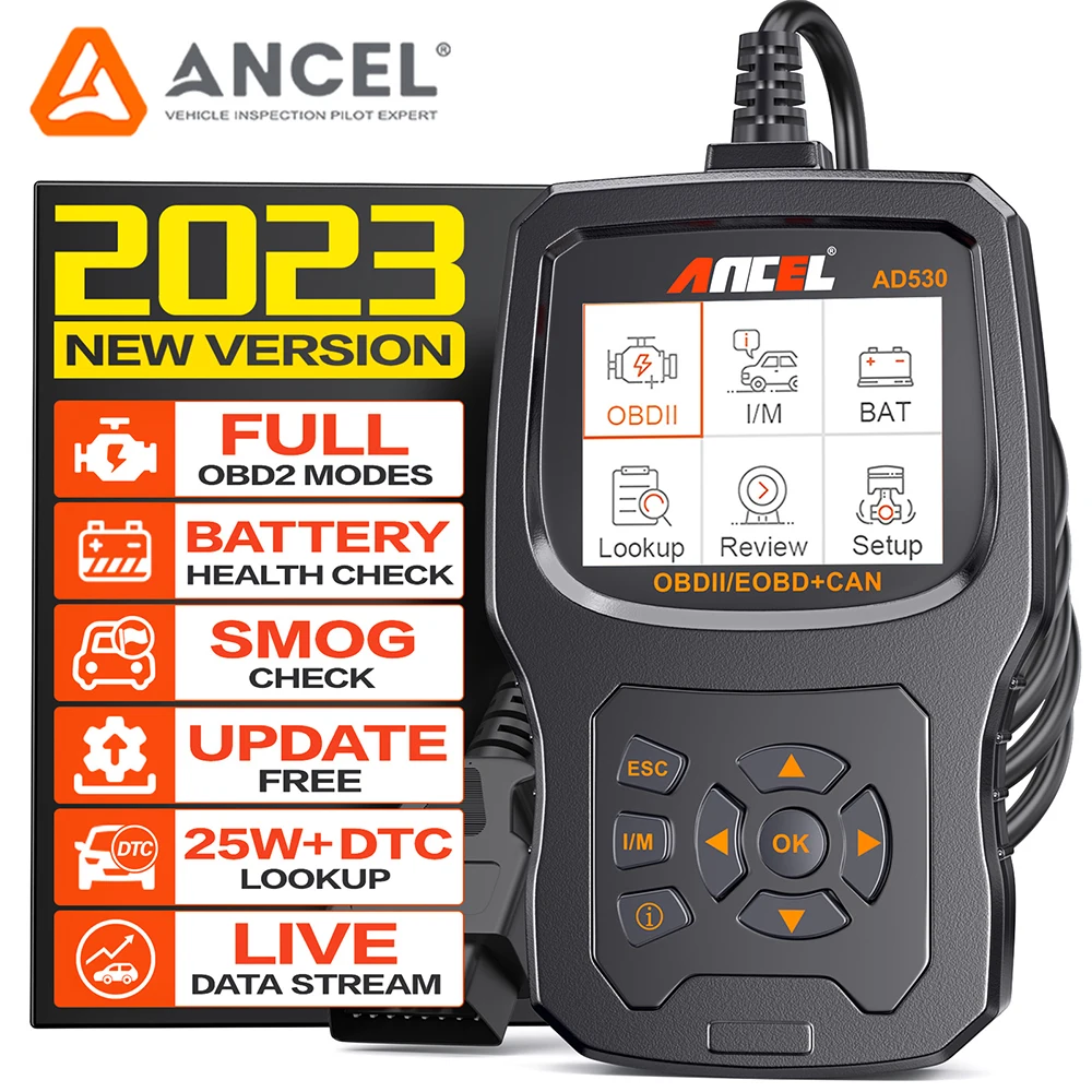 2023 ANCEL AD530 Automotive OBD2 Scanner Professional Code Reader Battery Tester Check Engine OBD 2 Car