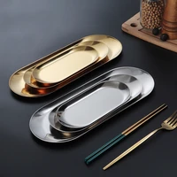 2PACK Stainless Steel Gold Silver Decorative Tray for Bathroom Vanity Jewelry Display, Kitchen Sink Tray for Soap Dispensers 1