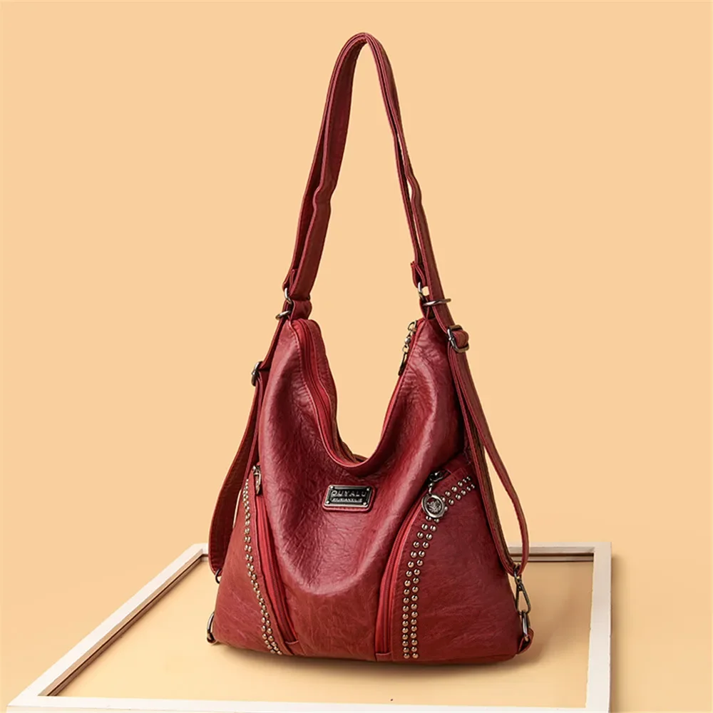 Women High Quality Leather Backpacks Vintage Female Shoulder Bag Sac A Dos Travel Ladies Bagpack Mochilas School Bags for Girls 3
