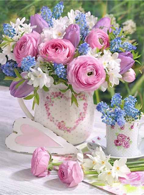 5D Diamond Painting Flower Full Diamond Tulip Rose DIY Diamond Mosaic Art Painting Cross Stitch Rhinestone Embroidery Home Decor CY-HH00062AE6