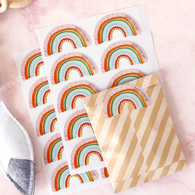 Decorative Stickers DIY Scrapbooking Accessories Thank You Stickers Rainbow Stickers Happy Birthday Thank You Label DIY Cookie Bags Seal Labels Happy Every Day Sticker Paper Decor 5.5cm 100pcs