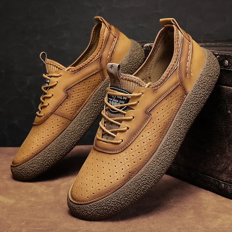 

High Quality Brand Men's Genuine Leather Shoes Thick Soled Casual Shoes Men's Hiking Shoes Lace Up Men's Oxford Shoe Shoes