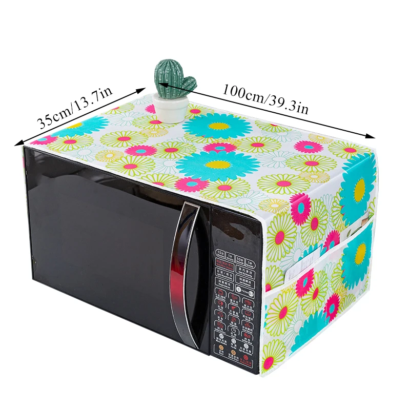 Microwave Dust Cover Cartoon Tree Leaf Printed Dustproof Microwave Dust Cover Cloth Pocket Water Proof Oven Nordic Style microwave dust cover kitchen dust cover