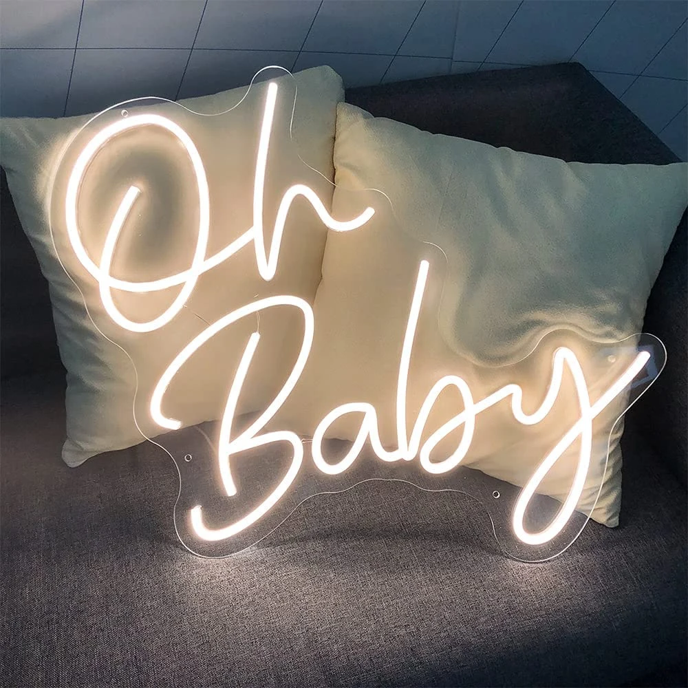Oh Baby Neon Sign LED Personalized Party Sign Beautiful Wall Art Decoration Baby Room Children's Room Bedroom Neon Sign