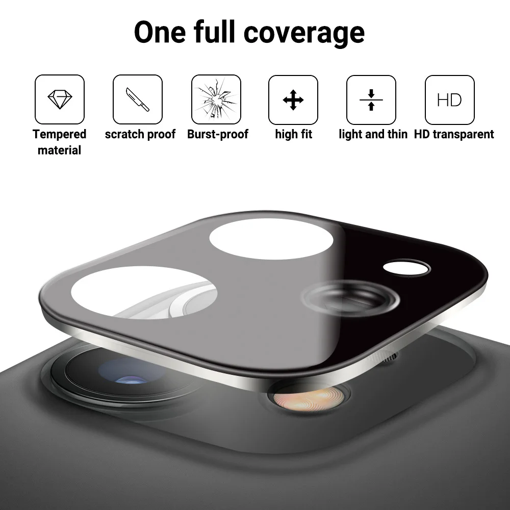 Premium Luxury Camera Lens Protective Cover with Glass Film Protection