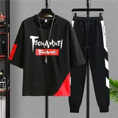 thumbnail image 1 of Ropa para hombre Conjuntos de pantalones con alfabeto Conjunto de chándal para correr 5xl Top de gimnasio Trajes deportivos blancos Camiseta elegante para hombre Marcas originales con estilo Genial, 1 of 5