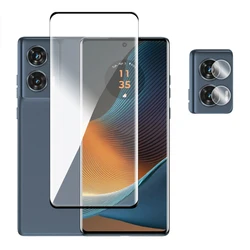 Premium 3D Curved Tempered Glass Screen Protector - Full Coverage, 9H Hardness Lens Film - Edge 50 Fusion (1 Glass and 1 Lens)