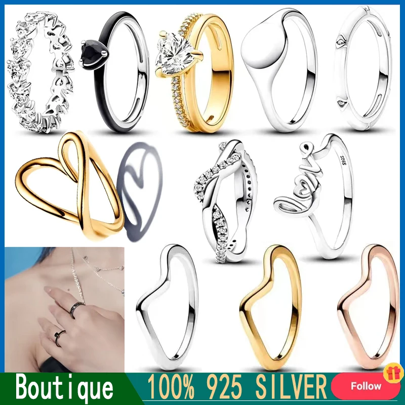 2024 New 925 Sterling Silver Ladies Exquisite Crown Original Sparkling Love Heart Logo Ring Lover DIY Fashion Charm Jewelry 5016 odm classic watches shopping online quartz designer luxury charm womens watchess latest ladies