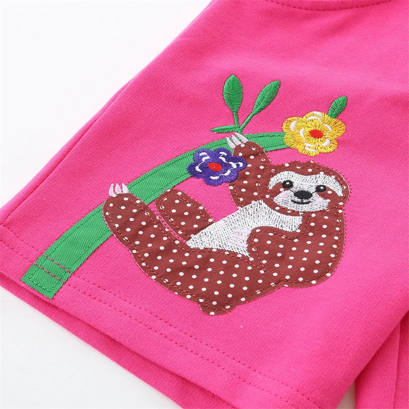 Jumping Meters 2-7T Summer Shorts For Boys Girls Pockets Sloth Applique Baby Drawstring Toddler Short Pants Fashion Kids Clothes kids shorts