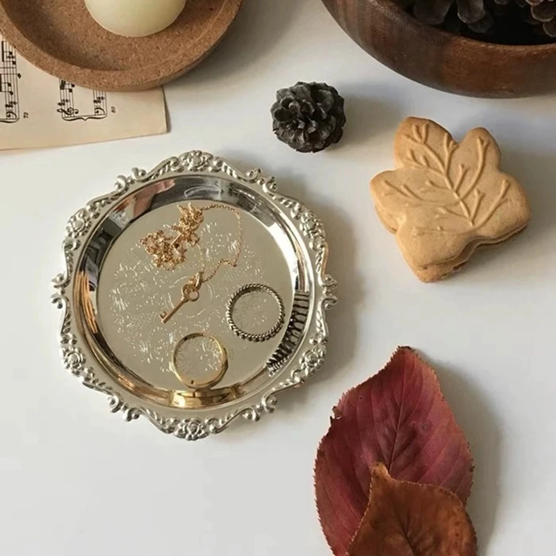 Coffeeware Teaware Tray Decorative Accessory Jewelry Tray Fruit Sweet Display Silver Plate Cake Dessert Dish 트레이 Storage tray,wooden serving tray,kitchen tray,bamboo organizer tray,jewelry storage tray