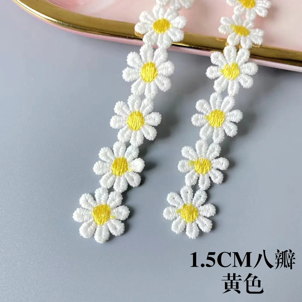 3/5 Yards Sunflower Daisy Embroidery Lace Clothing Accessories Water Soluble Lace Home Textile Fabric Bedding DIY
